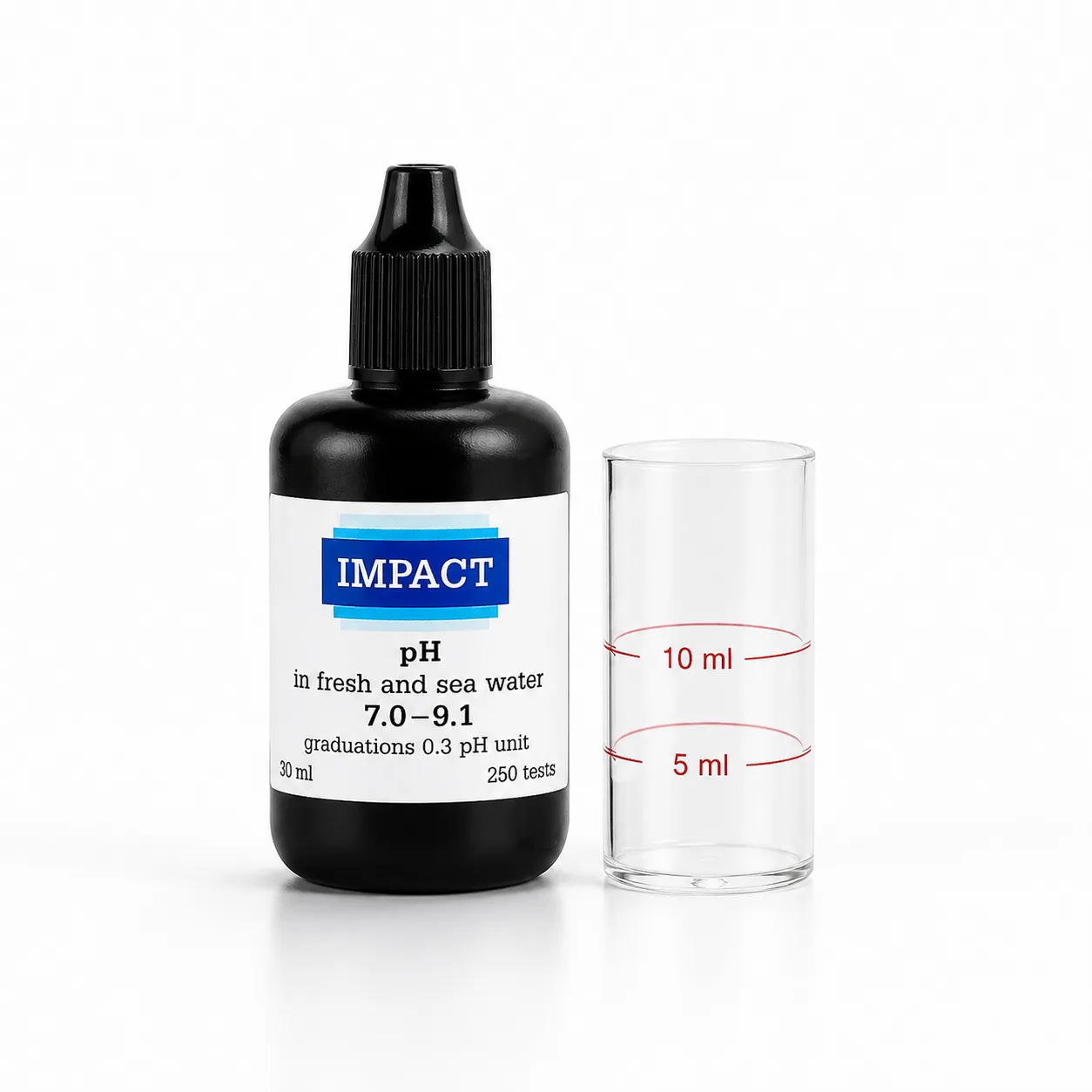 ชุดทดสอบ pH IMPACT 7091 ขวดน้ำยาสีดำ ช่วงวัด 7.0–9.1 พร้อมหลอดทดสอบ